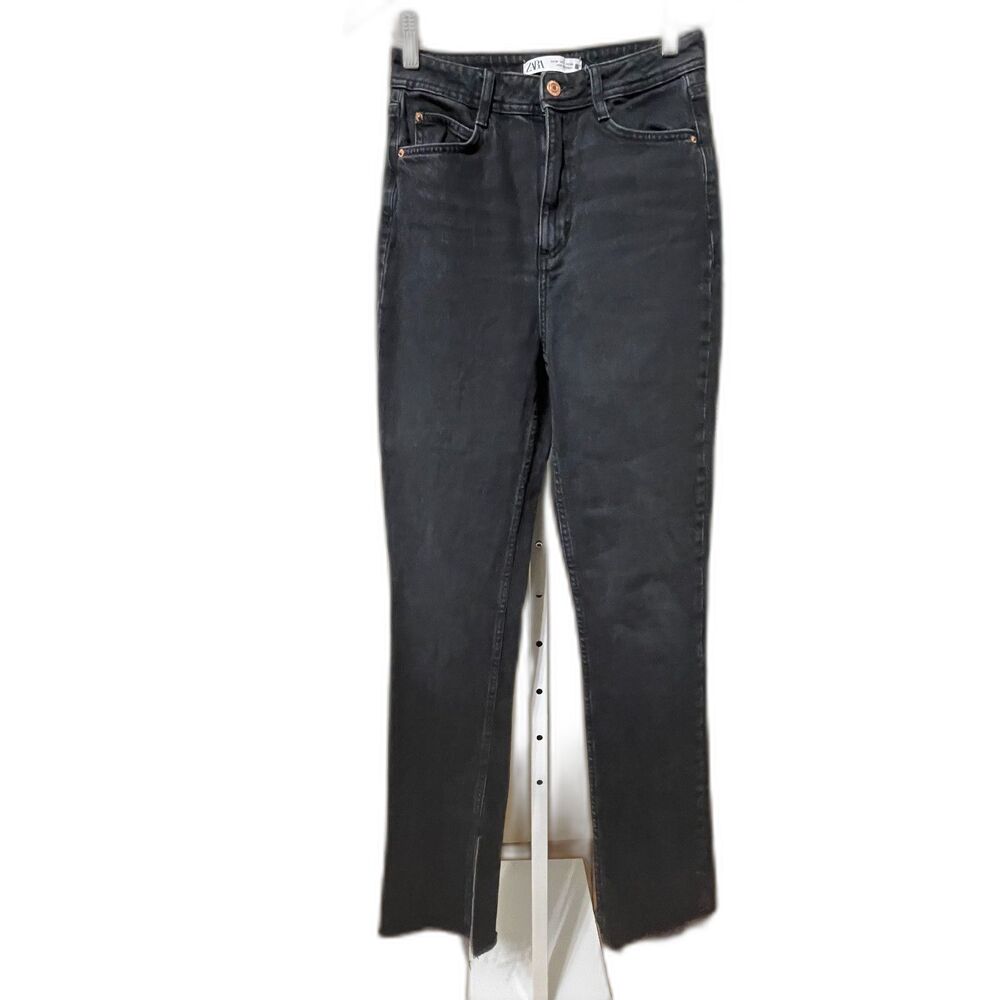 Black slitted hem high rise Zara jeans size 4